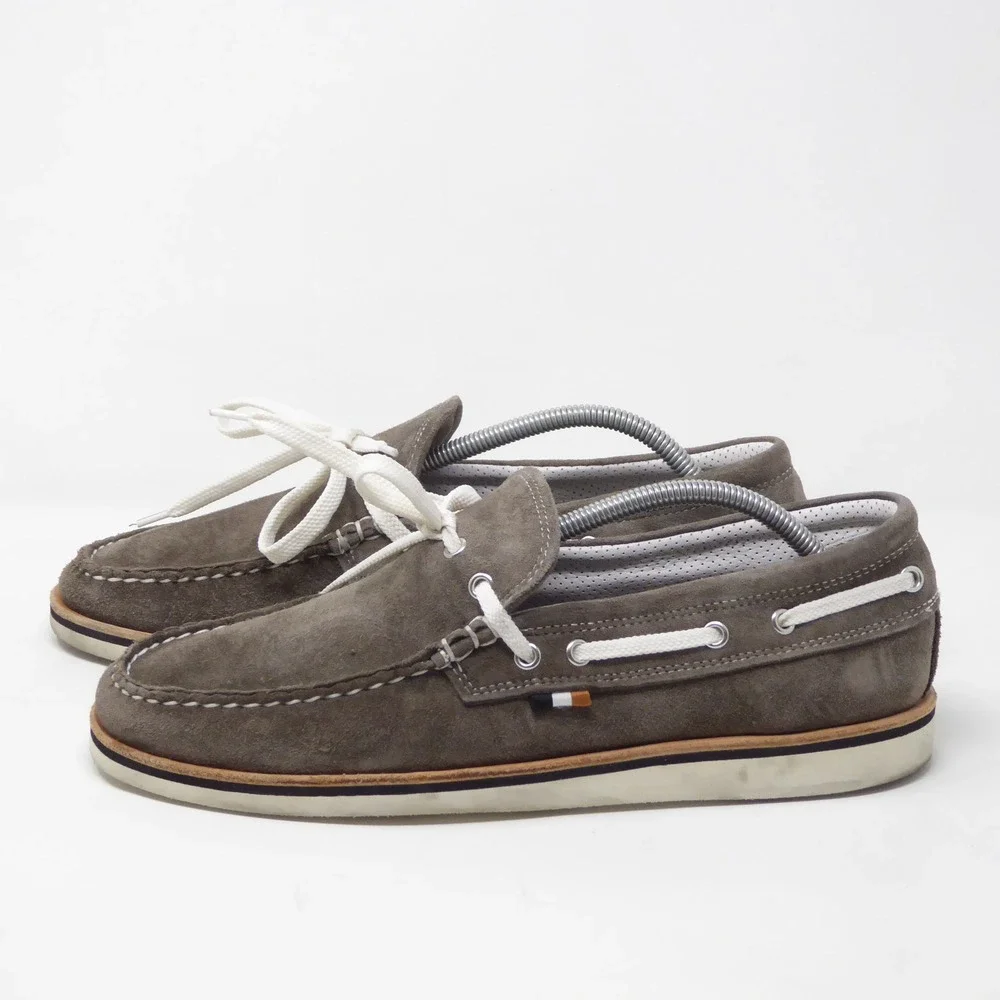Allen Edmonds Mens Costa Brava Slip On Boat Shoes Gray Suede Size 10.5 D